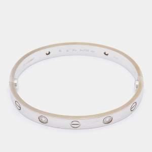 Pre Owned Cartier Love 4 Diamonds 18K White Gold Bracelet 16