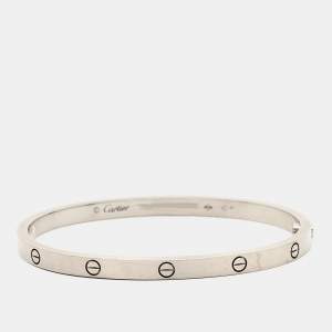 Pre Owned Cartier Love 18K White Gold SM Narrow Bracelet 15