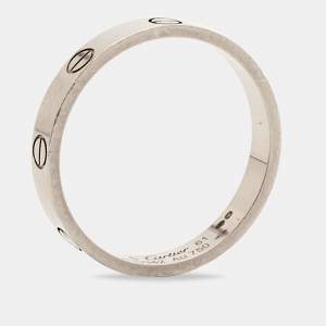 Pre Owned Cartier Love 18K White Gold Narrow Wedding Band Ring Size 61