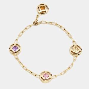 Cartier Pasha Multicolor Gemstone 18K Yellow Gold Charm Bracelet