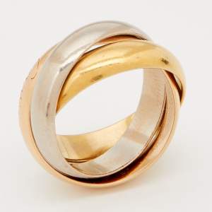 Pre Owned Cartier Trinity 18k Three Tone Gold Large Model Rolling Ring Size 55