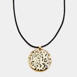 Pre Owned Cartier Panthere de Cartier Tsavorite Garnet Lacquer 18k Yellow Gold Cord Necklace