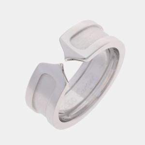 Pre Owned Cartier Vintage Double C 18K White Gold Ring EU 48