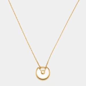 Pre Owned Cartier Amulette de Cartier Diamond Mother of Pearl 18K Yellow Gold Necklace XS