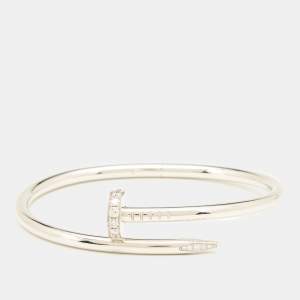 Pre Owned Cartier Juste Un Clou Diamonds 18K White Gold Bracelet 16