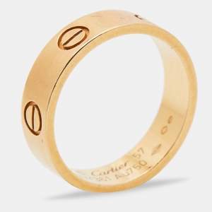 Pre Owned Cartier Love 18k Yellow Gold Band Ring Size 57