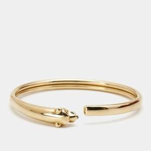 Pre Owned Cartier Panthere de Cartier Tsavorite Garnet Onyx 18k Yellow Gold Bracelet 15