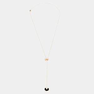 Pre Owned Cartier Amulette de Cartier Diamond Onyx Mother of Pearl 18K Rose Gold Necklace