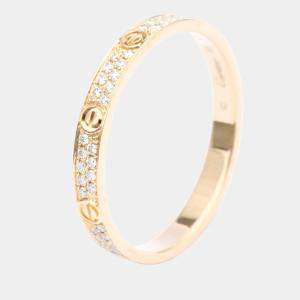 Pre Owned Cartier Love Pave 18K Rose Gold Diamond Ring EU 55