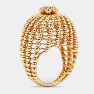 Pre Owned Cartier Cactus De Cartier Diamonds 18k Yellow Gold Ring Size 54