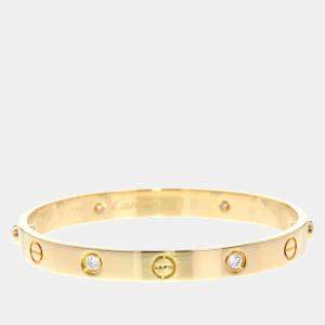 Pre Owned Cartier Love 18K Yellow Gold Diamond Bracelet 16
