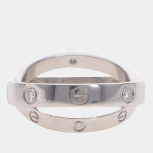 Pre Owned Cartier Love Interlocking 18K White Gold Diamond Ring EU 48