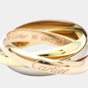 Pre Owned Cartier Trinity Small 18K Yellow Rose and White Gold Ring EU 50