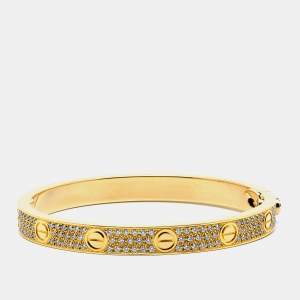 Cartier Love Diamonds 18k Yellow Gold Bracelet 17