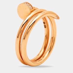 Pre Owned Cartier Juste Un Clou Diamonds 18k Rose Gold Ring Size 50