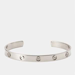 Pre Owned Cartier Love 18k White Gold Open Cuff Bracelet 19