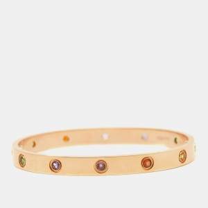 Pre Owned Cartier Love  Multi Gemstone 18k Rose Gold Bracelet 17