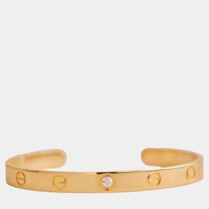 Cartier Love Diamond and Pink Sapphire Rose Gold Bracelet Size 17