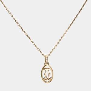 Pre Owned Cartier Logo Diamond 18k Rose Gold Necklace