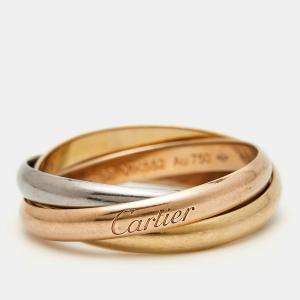 Pre Owned Cartier Trinity 18k Three Tone Gold Small Model Ring Size 58