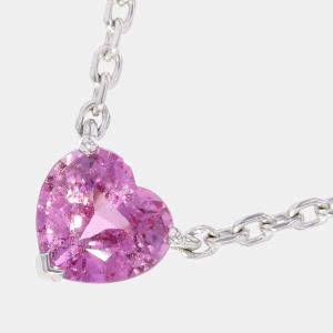 Pre Owned Cartier Heart 18K  White Gold Sapphire Necklace
