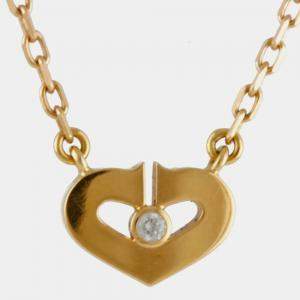 Cartier 18K Rose Gold and Diamond C Heart of Cartier Pendant Necklace 