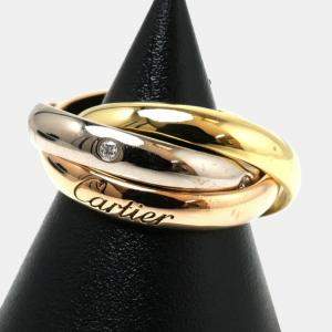 Cartier 18K Yellow, Rose, White Gold and Diamond Trinity Band Ring EU 48