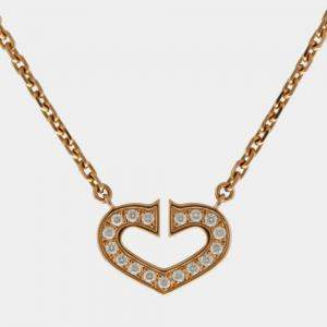 Cartier 18K Rose Gold and Diamond C Heart of Cartier Pendant Necklace 