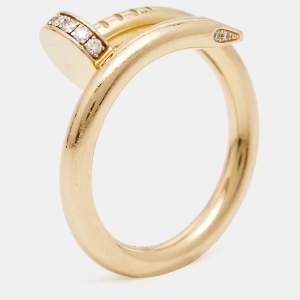 Pre Owned Cartier Juste Un Clou Diamond 18k Yellow Gold Ring Size 51