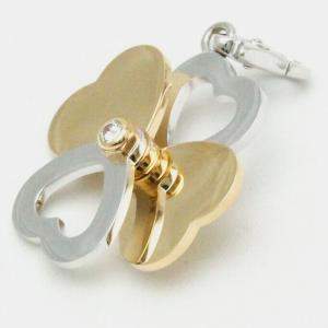 Pre Owned Cartier 18K White Gold, Rose Gold and Diamond 4 Leaf Clover Charm