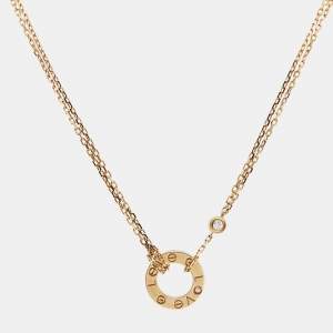 Pre Owned Cartier Love Diamond 18k Yellow Gold Necklace