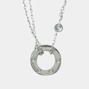 Cartier 18K White Gold and Diamond Love Circle Pendant Necklace