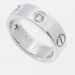 Cartier 18K White Gold and Diamond Love Band Ring EU 51