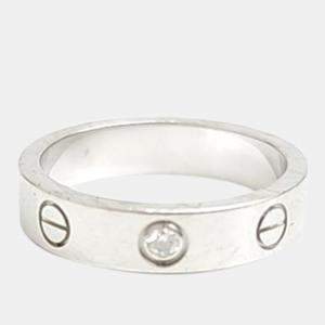 Cartier 18K White Gold and Diamond Love Band Ring EU 49