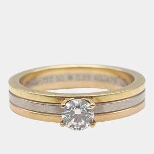 Cartier 18K Yellow Gold, Rose Gold, White Gold and Diamond Trinity Solitaire Ring EU 50