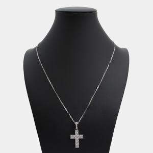 Cartier 18K White Gold and Diamond Cross Pendant Necklace