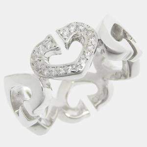 Cartier 18K White Gold and Diamond Heart C Band Ring EU 47