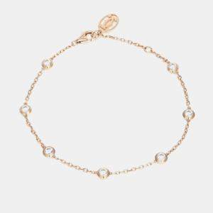 Pre Owned Cartier 18K Rose Gold and Diamond 7 Pieces d'Amour Station Bracelet