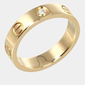 Cartier 18K Yellow Gold and Diamond Love Band Ring EU 47
