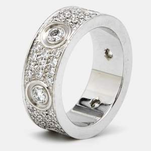 Cartier Love Diamonds 18k White Gold Ring Size 49 