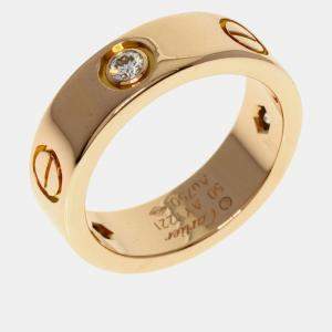 Cartier 18K Rose Gold and Diamond Love Band Ring EU 50