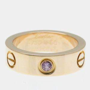 Pre Owned Cartier 18K Rose Gold and Sapphire Love Band Ring EU 50