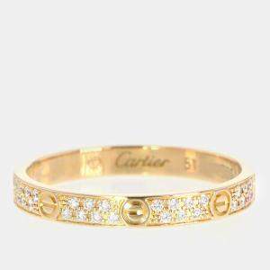 Pre Owned Cartier 18K Yellow Gold and Diamond Love Small Band Ring EU 51