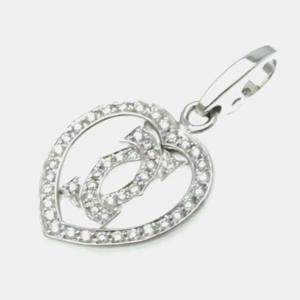 Cartier 18K White Gold and Diamond Double C Heart Charm