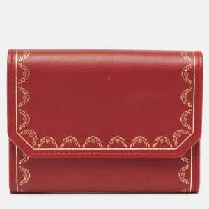 Pre Owned Cartier Red Leather Guirlande de Cartier Compact Wallet