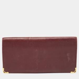 Cartier Burgundy Leather Must de Cartier Long Bifold Wallet