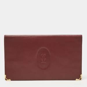 Cartier Burgundy Leather Must de Cartier Bifold Long Wallet