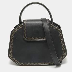 Cartier Black Leather Mini Guirlande De Cartier Top Handle Bag