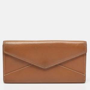 Cartier Brown Leather Le Must Envelope Trifold Wallet