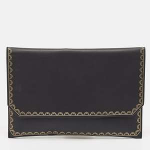 Cartier Black Leather Guirlande de Cartier Clutch